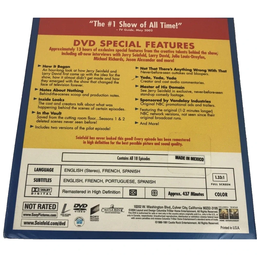 Seinfeld‎ Seasons 1 and 2 DVD Box Set Sony Pictures TV Comedy Series NEW